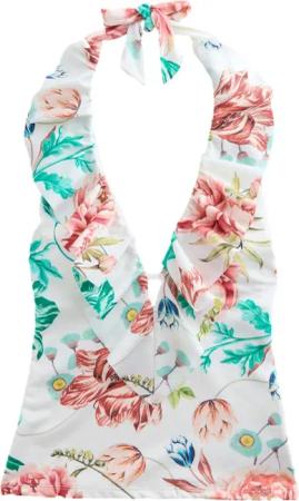 Next Tankini-Top Bauchformendes Tankini-Neckholder-Top mit Rüschen