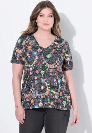 MIAMODA T-Shirt T-Shirt Komfort Fit Schmuckstein-Muster