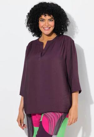 Ulla Popken Druckbluse Bluse Oversized Tunika-Ausschnitt