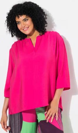 Ulla Popken Druckbluse Bluse Oversized Tunika-Ausschnitt