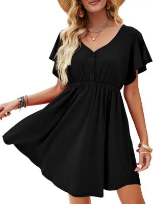 Beluring Tunikakleid Damen Lässig Kurzarm Sommerkleid