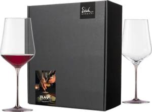 Eisch Germany Rotweinglas "RAVI PLATIN, Made in Germany", (Set, 2 tlg., 2 Bordeauxgläser im Geschenkkarton), in Handarbeit veredelt mit echtem Platin, 620ml, 2-teilig
