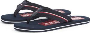 Tommy Hilfiger Zehentrenner "CORPORATE HILFIGER BEACH SANDAL", Sommerschuh, Flats, Bequemschuh mit Streifen