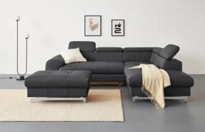 COTTA Ecksofa "Chef L-Form", mit Kopfteilverstellung, edle Metallkufen, wahlweise mit Bettfunktion