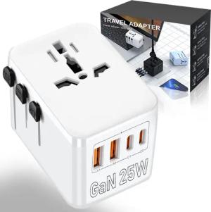 FOSMET 25W GaN Reiseadapter Weltweit,5-in-1 Universal