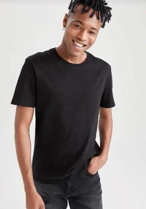 Modavitrini T-Shirt Herren Basic T-Shirt schwarz