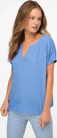 Laurasøn Druckbluse Leinenmix-Bluse Tunika-Ausschnitt