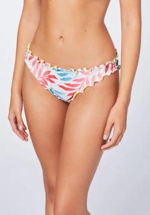 Gemusterte Bikinihose mit Rüschendetails