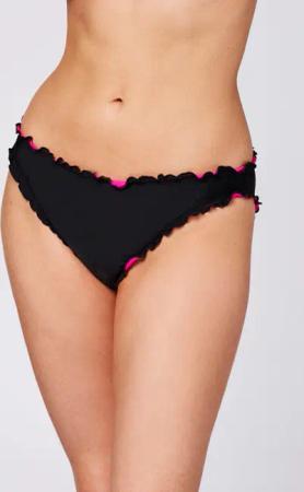 Mix & Match Bikinihose, unifarben mit Rüschendetails