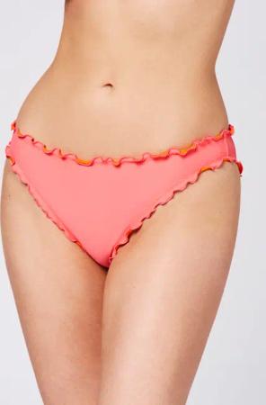 Mix & Match Bikinihose, unifarben mit Rüschendetails