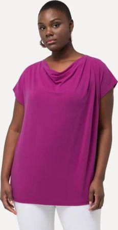 Ulla Popken T-Shirt T-Shirt Wasserfall-Ausschnitt Halbarm