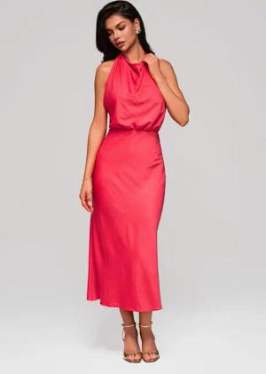OMBRE Abendkleid Midi-Halterkleid mit Wasserfall-Ausschnitt