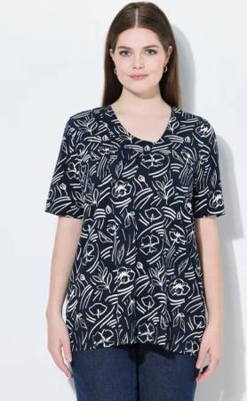 Ulla Popken T-Shirt T-Shirt A-Linie V-Ausschnitt