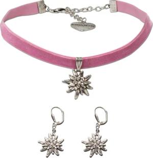 Alpenflüstern Ketten-Set Trachtenschmuck-Set Trachten-Samt-Kropfband und Ohrhänger