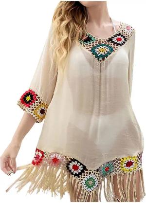 RWEUOQ Strandkleid Damen Fransen Bikini Cover