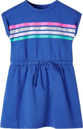vidaXL Druckkleid Kinderkleid mit Kordelzug Kobaltblau