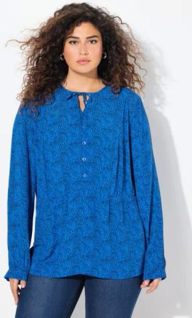 Ulla Popken Satinbluse Tunika Wellenmuster A-Linie
