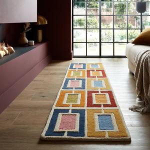 FLAIR RUGS Wollteppich Retro Blocks, rechteckig,