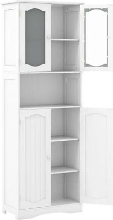COSTWAY Hochschrank Küche, Badezimmerschrank, mit 4