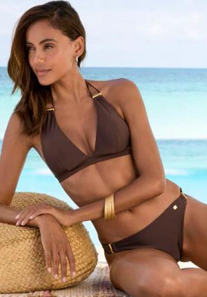JETTE Triangel-Bikini Damen coffee Gr.42 Cup C/D