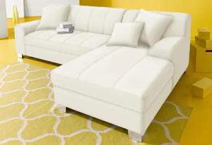 DOMO collection Ecksofa "Turah incl. Zierkissen, moderne Steppung, auch in Leder", wahlweise mit Bettfunktion, Schlafsofa, B/T/H: 239/152/75 cm, L-Form