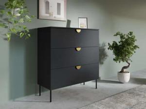 Home affaire Kommode "BELLOT Sideboard mit 3 Schubladen, Maße B/T/H: 100/40/107 cm", auf Metallfüßen, mit goldenen Metallgriffe