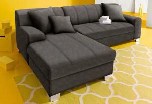 DOMO collection Ecksofa "Turah incl. Zierkissen, moderne Steppung, auch in Leder", wahlweise mit Bettfunktion, Schlafsofa, B/T/H: 239/152/75 cm, L-Form