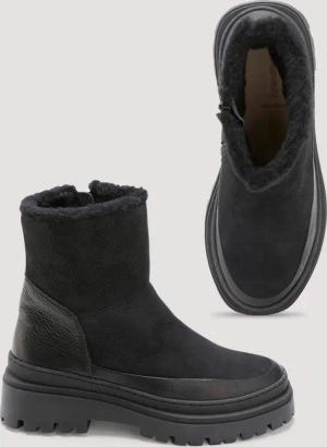 hessnatur Damen Stiefelette aus chromfrei gegerbtem Nubuk-Leder - schwarz - Größe 41