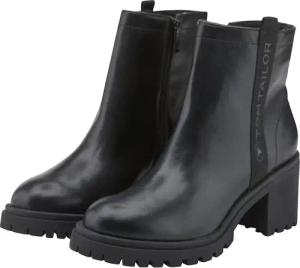 TOM TAILOR Damen Gefütterte Stiefeletten, schwarz, Uni, Gr. 40