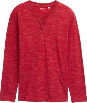 TOM TAILOR Herren Serafino Langarmshirt, rot, Meliert, Gr. XXL