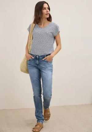 Cecil Damen Jeans im Casual Fit in Blau, Gr: 28