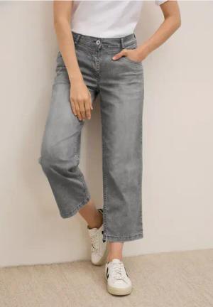Cecil Damen Wide Leg Jeans in Grau, Gr: 34