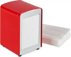 relaxdays Serviettenhalter Serviettenspender Retro, Stahl, Rot