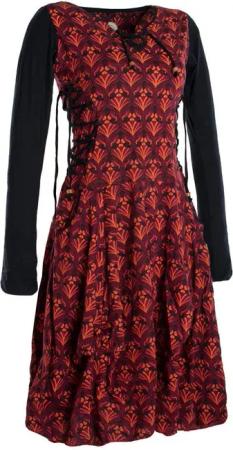 Vishes Jerseykleid Jersey-Kleid Blumenkleid Schnürung V-Ausschnitt