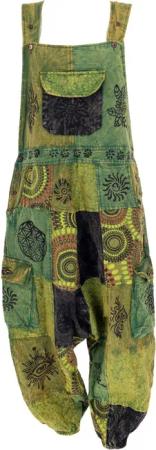 Guru-Shop Relaxhose Natürliche Patchwork Boho Latzhose,