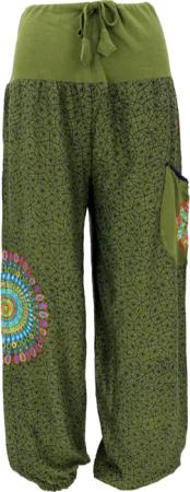 Guru-Shop Relaxhose Weite Pluderhose mit breitem