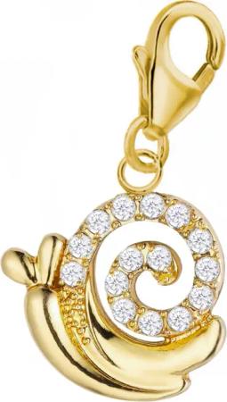 Goldene Hufeisen Charm-Einhänger Zirkonia Schnecke Charm