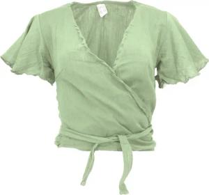 Guru-Shop Longbluse Boho Wickelbluse, Wickeltop aus