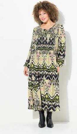 Ulla Popken Midikleid Midikleid gesmokt A-Linie