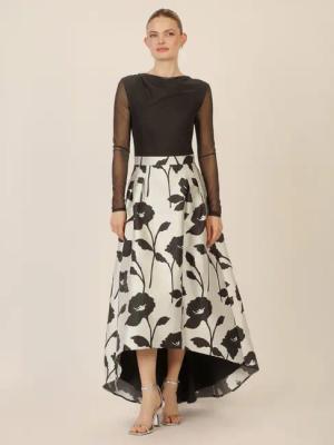 Apart Abendkleid mit floraler High-Low-Rockpartie