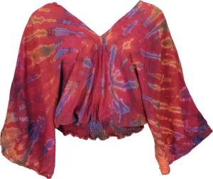 Guru-Shop Longbluse Luftige Batikbluse, Boho Sommerbluse