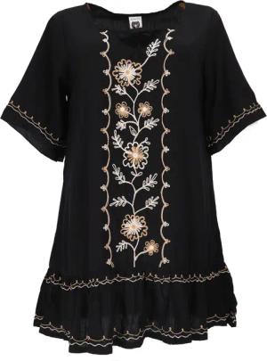 Guru-Shop Midikleid Bestickte Hippie Tunika, Boho