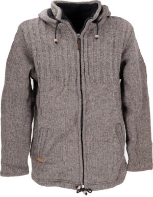 Guru-Shop Strickjacke Strickjacke Wolljacke Nepaljacke braun