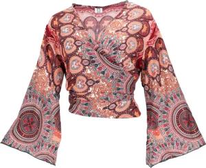 Guru-Shop Longbluse Kurztop, Boho Blusentop, Wickeltop,