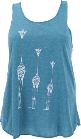 Guru-Shop T-Shirt Tanktop mit Giraffen Retrodruck,