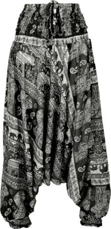 Guru-Shop Relaxhose Pluderhose mit Elefanten-Print, Overall,..
