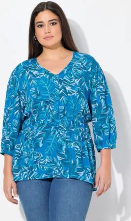 Ulla Popken Tunika Bluse Blätter A-Linie