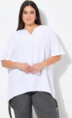 Ulla Popken Tunika Musselin-Bluse A-Linie Tunika-Ausschnitt