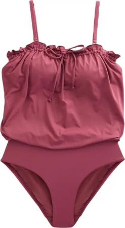 Next Badeanzug Figurformender Blouson-Bandeau-Badeanzug, Rüschen (1-St)