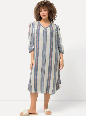 Ulla Popken Midikleid Kaftan Musterstreifen Oversized